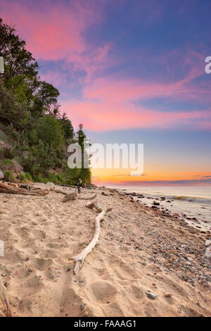 Orlowski Cliff, Mar Baltico al tramonto, Gdynia, Pomerania, Polonia Foto Stock