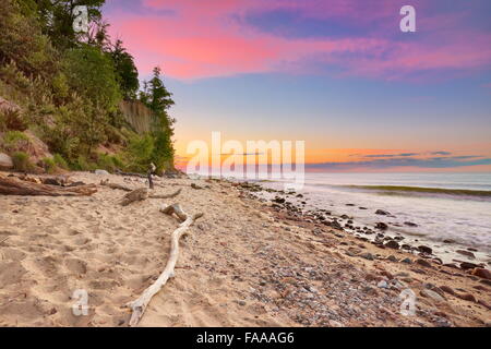 Orlowski Cliff, Mar Baltico al tramonto, Gdynia, Pomerania, Polonia Foto Stock