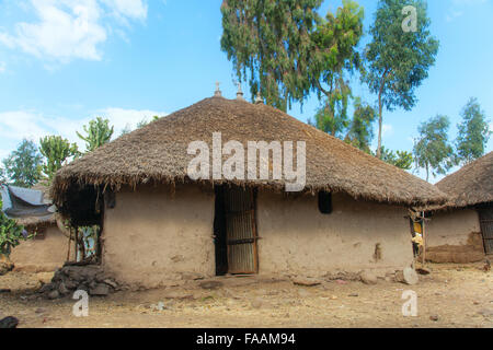 Etiopia, Addis Abeba,Dicembre 15,2013.tradizionale argilla etiope abitazione -tikul,vicino al lago Langano,l'Etiopia,Dicembre 15,2013. Foto Stock