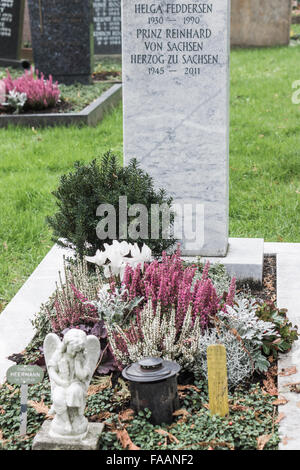 Graveside di lingua tedesco attrice helga feddersen e marito olli maier aka prinz reinhard zu sachsen, cimitero steigfriedhof Foto Stock