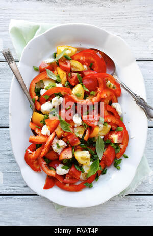 Insalata estiva con la paprika in ciotola bianco Foto Stock