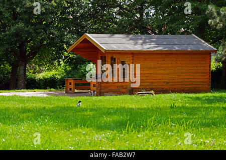 Cabina in legno in un prato Foto Stock