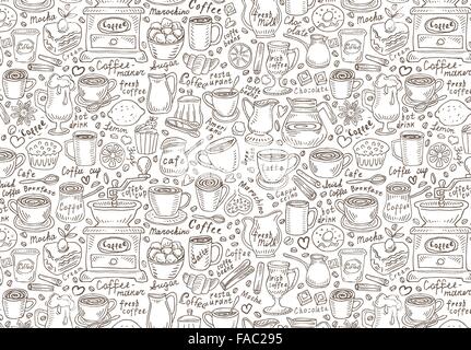 Disegnata a mano vector doodle set caffè. Illustrazione Vettoriale Illustrazione Vettoriale