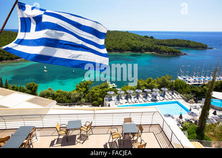 Un resort per vacanze a Sivota, Grecia. Foto Stock