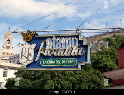 El Floridita bar segno, Havana, Cuba Foto Stock