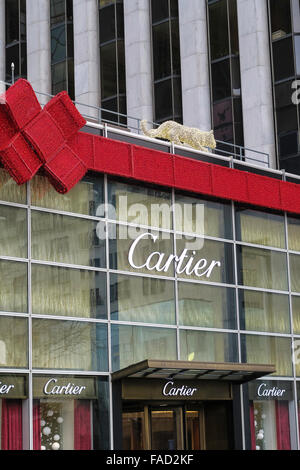 Cartier Store Front, stagione di vacanze, NYC Foto Stock