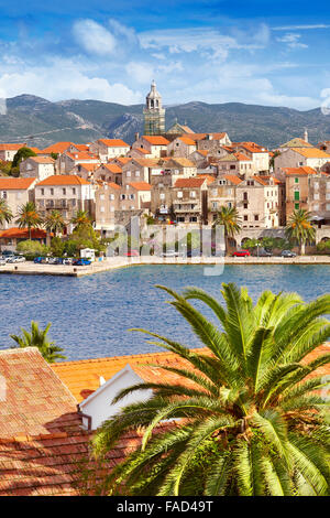 Isola di Korcula, vecchia città di Korcula, Dalmazia, Croazia Foto Stock