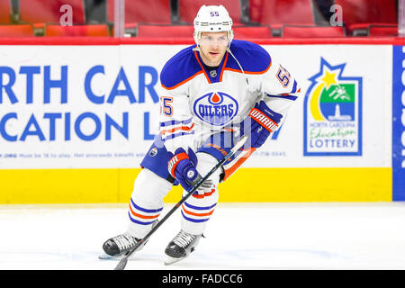 Lubrificatori de Edmonton marchio di centro Letestu (55) durante il gioco NHL tra i lubrificatori de Edmonton e Carolina Hurricanes al PNC Arena. Foto Stock