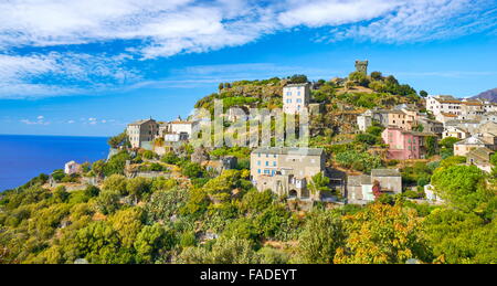 Nonza, piccolo villaggio di montagna, Cap Corse, Corsica, Francia Foto Stock