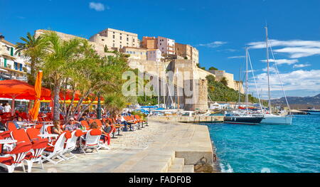 Calvi, in vista della cittadella, Balagne, Corsica, Francia Foto Stock