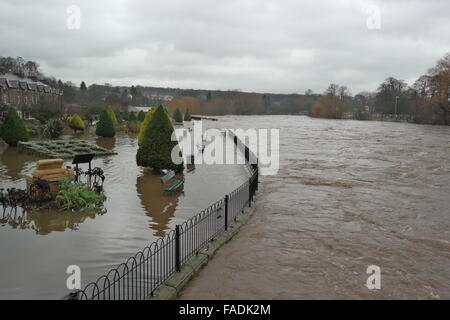 Inondazioni in Otley, Yorkshire Dicembre 2015 Foto Stock