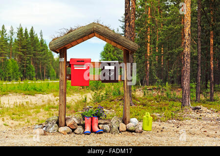 Nelle cassette delle lettere, Lapponia, Finlandia Foto Stock