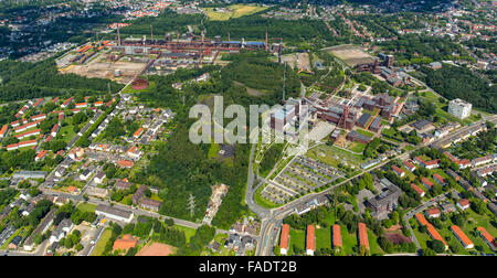 Vista aerea, Zollverein World Heritage Site, Sito del Patrimonio Mondiale, Essen-Katernberg, doppia Bock headframe, ex cokeria, Foto Stock