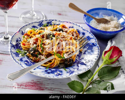 Spaghetti arrabiata Foto Stock