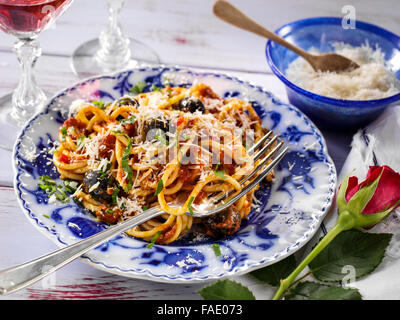 Spaghetti arrabiata Foto Stock