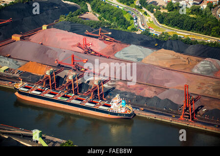 Vista aerea, Sandauhafen, Hansaport, bulk, dal porto di Amburgo, Elba, Amburgo, Città Libera e Anseatica di Amburgo, Amburgo, Germania, Foto Stock