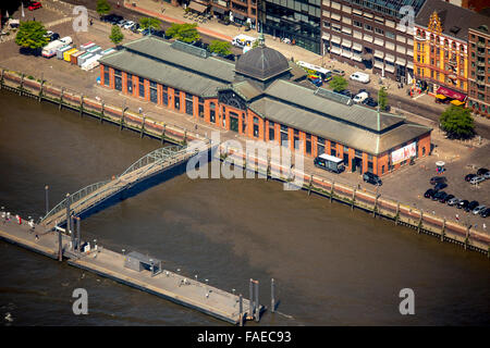 Vista aerea, la Storica asta del pesce hall, dal porto di Amburgo, Elba, Amburgo, Città Libera e Anseatica di Amburgo, Amburgo, Germania, Foto Stock