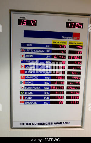 SAN FRANCISCO, CA - Dicembre 13, 2015: Cambio valuta all'Aeroporto Internazionale di San Francisco. Foto Stock