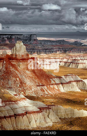 I temporali e sun rompe su queste remote Hopi terre alla spettacolare Ha Ho Nessun Geh Canyon in Coconino County, Arizona. Foto Stock