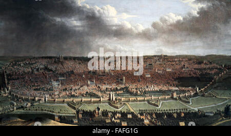 Vista di Bruxelles 1665 di Jean Baptiste Bonnecroy 1618-1676.Vista panoramica della città di Bruxelles nel 17 ° secolo. Legacy Foto Stock