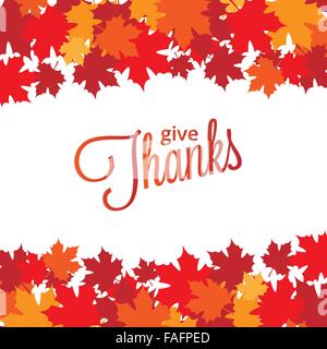 Felice giorno del ringraziamento lo sfondo con foglie di acero per il tuo design Illustrazione Vettoriale
