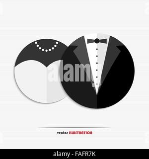 Abstract sposa e lo sposo web icone per il tuo design Illustrazione Vettoriale