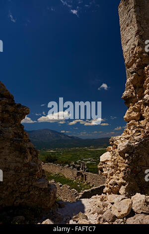 Vista ravvicinata di antiche rovine Helenistic dell'acropoli, Tlos, Turchia Foto Stock