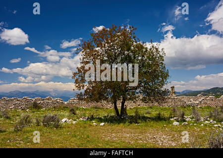 Vista ravvicinata di antiche rovine Helenistic dell'acropoli, Tlos, Turchia Foto Stock