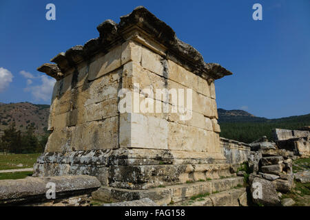 Turchia - VIAGGIO AD precoce periodo di tombe in pietra della Frigia necropoli di Hierapolis, Pammukale. Foto Stock