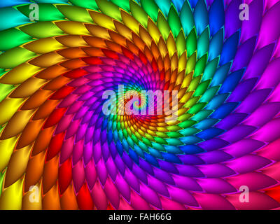 Rainbow psichedelico frattale a spirale Texture di sfondo Foto Stock