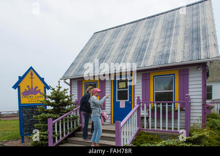 Shopping in pittoreschi Grand Marais sulla sponda nord del Lago Superior in Minnesota Foto Stock