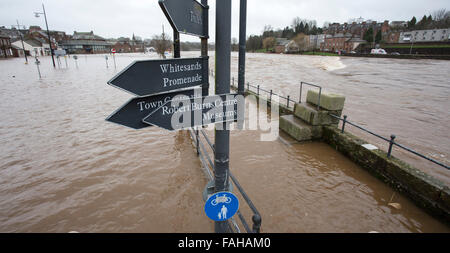 Whitesands, Dumfries Scozia, Regno Unito. 30 Dic, 2015. 30-12-15 guardando attraverso il lobo sul Fiume Nith in flood, Dumfries Scozia Scotland Credit: Sud Ovest immagini Scozia/Alamy Live News Foto Stock