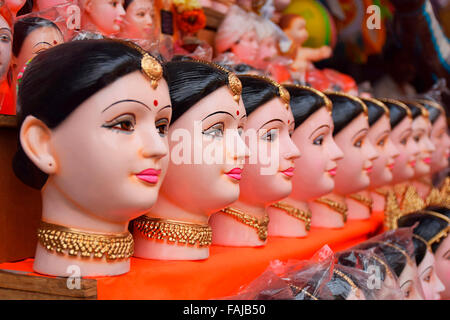Gouri o Gauri (divinità Indù Dea Durga) decorazione di Pune, Maharashtra, India. Foto Stock