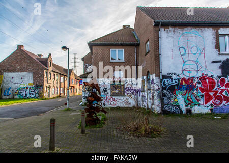Il 'Ghost Town' Doel, nel comune di Beveren in Fiandra orientale, Belgio, sulla Schelda, Foto Stock
