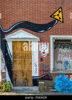 Il 'Ghost Town' Doel, nel comune di Beveren in Fiandra orientale, Belgio, sulla Schelda, Foto Stock