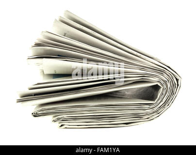 Giornale ripiegato su sfondo bianco Foto Stock