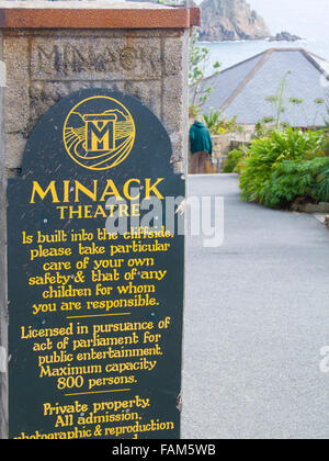 Ingresso al Minack Theatre, Nr Porthcurno, Cornwall, Regno Unito Foto Stock