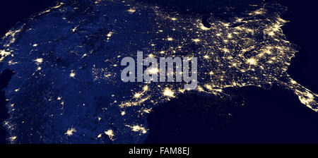 Orologio notturno vista aerea degli U.S.A. - Elementi di questa immagine fornita dalla NASA Foto Stock