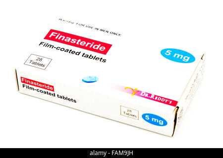 Teva Finasteride compresse il trattamento di iperplasia prostatica benigna BPH casella medicina medici medicinali mg Pacco orale farmaco farmaci Foto Stock