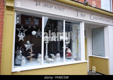 Il guesthouse in shepshed ha vinto il meglio vestito finestra di natale concorso organizzato da shepshed consiglio comunale Foto Stock