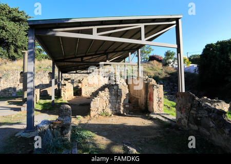 Mosaico in Western Scavi di acropoli antica palestra ellenistica, Xisto, la città di Kos, isola di Kos, DODECANNESO Foto Stock