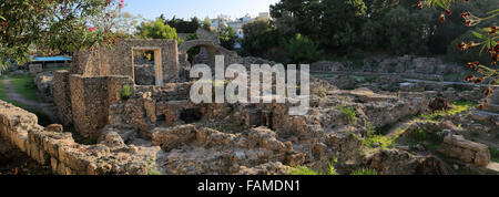 Colonne dell'antico palestra ellenistica, Xisto, la città di Kos, isola di Kos, Dodecanneso gruppo di isole, a sud del Mar Egeo, Grecia Foto Stock