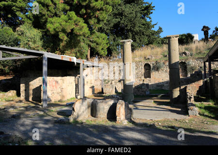 Mosaico in Western Scavi di acropoli antica palestra ellenistica, Xisto, la città di Kos, isola di Kos, DODECANNESO Foto Stock