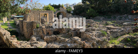 Colonne dell'antico palestra ellenistica, Xisto, la città di Kos, isola di Kos, Dodecanneso gruppo di isole, a sud del Mar Egeo, Grecia Foto Stock