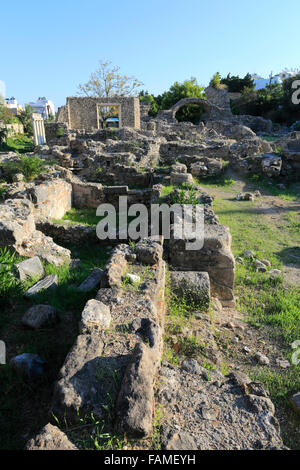 Colonne dell'antico palestra ellenistica, Xisto, la città di Kos, isola di Kos, Dodecanneso gruppo di isole, a sud del Mar Egeo, Grecia Foto Stock