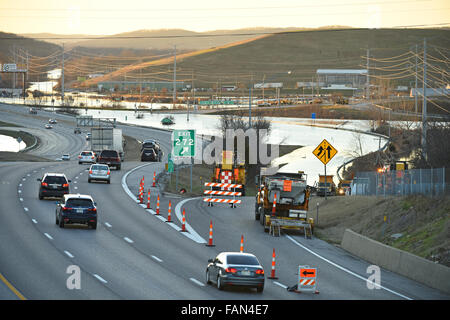 Parco Valle, Missouri, Stati Uniti d'America. Il 1 di gennaio 2016. Le acque di esondazione chiuso autostrade e strade nel Parco Valle, Missouri Credito: Gino's immagini Premium/Alamy Live News Foto Stock