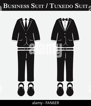 Business suit e Smoking suit ( in stile vintage , design piatto ) Foto Stock