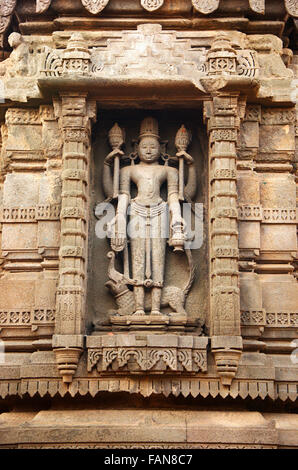 Figura scolpita in sundar Narayan Mandir, nashik, Maharashtra, India Foto Stock