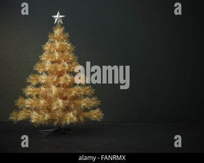 Albero di Natale decorato in verde scuro camera Foto Stock