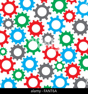 Ruota dentata seamless pattern di colori. Motore di marcia macchina industriale, macchinari meccanici. Vector arte astratta moda insolito illu Foto Stock